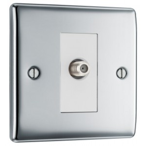 BG Electrical NPC64 Nexus Metal Polished Chrome Single Satellite Socket