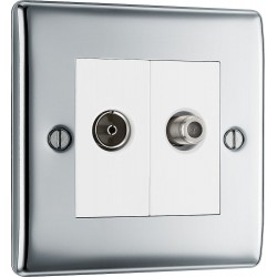 BG Electrical NPC65 Nexus Metal Polished Chrome TV/FM/SAT Co-Ax Socket