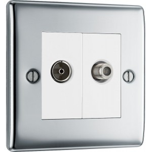 BG Electrical NPC65 Nexus Metal Polished Chrome TV/FM/SAT Co-Ax Socket