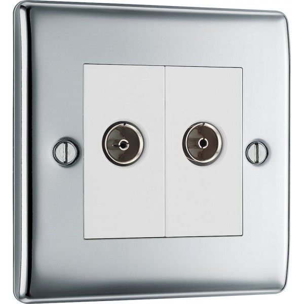 BG Electrical NPC66 Nexus Metal Polished Chrome Diplex TV/FM Socket