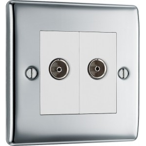 BG Electrical NPC66 Nexus Metal Polished Chrome Diplex TV/FM Socket