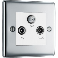 BG Electrical NPC67 Nexus Metal Polished Chrome Screen Triplex TV/FM/SAT Socket