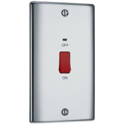 BG Electrical NPC72 Nexus Metal Polished Chrome 45A Large Plate Double Pole Switch With LED Indicator