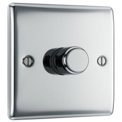 BG Electrical NPC81 Nexus Metal Polished Chrome Single Dimmer Switch 2 Way Trailing Edge 200W