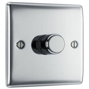 BG Electrical NPC81 Nexus Metal Polished Chrome Single Dimmer Switch 2 Way Trailing Edge 200W
