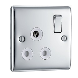 BG Electrical NPC99W Nexus Metal Polished Chrome 15A Single Round Pin Switched Socket White Insert