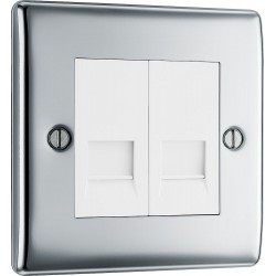 BG Electrical NPCBTM2 Nexus Metal Polished Chrome Double Master Telephone Socket Screw Type