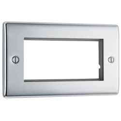 BG Electrical NPCEMR4 Nexus Metal Polished Chrome Rectangular Euro Module Front Plate 4 Module
