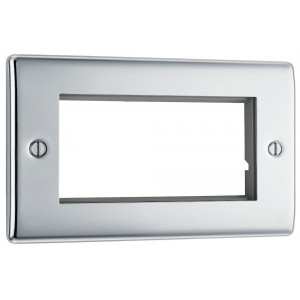 BG Electrical NPCEMR4 Nexus Metal Polished Chrome Rectangular Euro Module Front Plate 4 Module