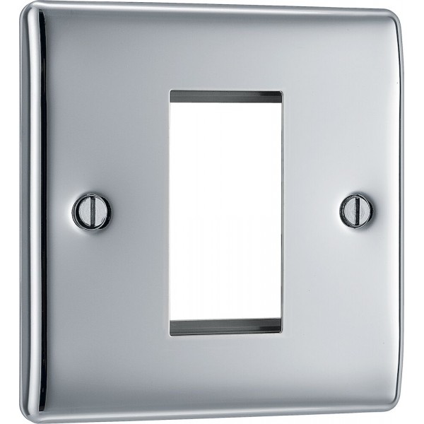 BG Electrical NPCEMS1 Nexus Metal Polished Chrome Square Euro Module Front Plate 1 Module