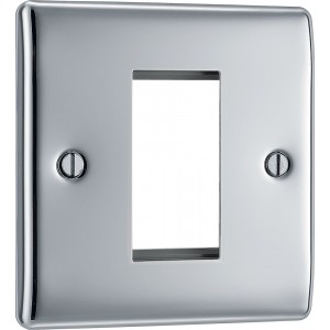 BG Electrical NPCEMS1 Nexus Metal Polished Chrome Square Euro Module Front Plate 1 Module