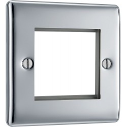 BG Electrical NPCEMS2 Nexus Metal Polished Chrome Square Euro Module Front Plate 2 Module