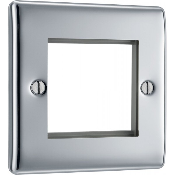 BG Electrical NPCEMS2 Nexus Metal Polished Chrome Square Euro Module Front Plate 2 Module