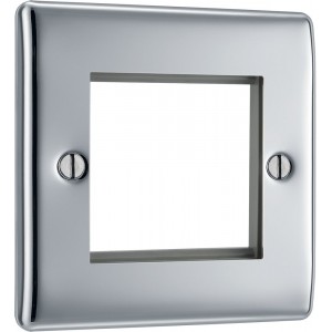 BG Electrical NPCEMS2 Nexus Metal Polished Chrome Square Euro Module Front Plate 2 Module
