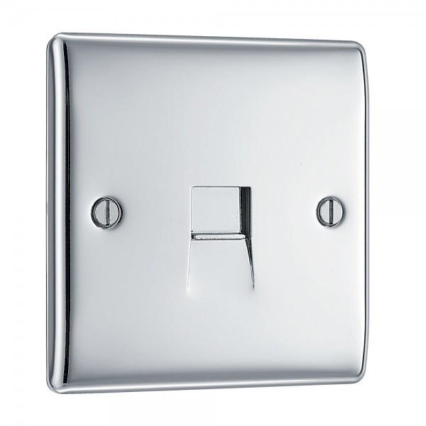 BG Electrical NPCRJ111 Nexus Metal Polished Chrome Single RJ11 Telephone Socket Screw Type