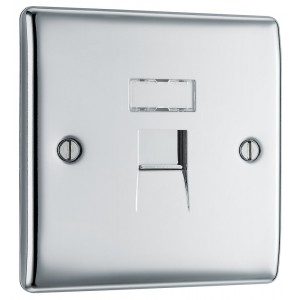BG Electrical NPCRJ451 Nexus Metal Polished Chrome Single RJ45 Telephone Socket IDC Type