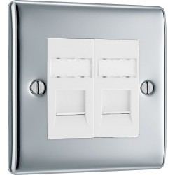 BG Electrical NPCRJ452 Nexus Metal Polished Chrome Double RJ45 Telephone Socket IDC Type
