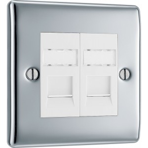 BG Electrical NPCRJ452 Nexus Metal Polished Chrome Double RJ45 Telephone Socket IDC Type