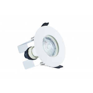 Integral LED ILDLFR70D003-3 Evofire 85 Fire Rated Downlight 70mm Cutout 3Pack IP65 White Round +GU10 Holder & Insulation Guard