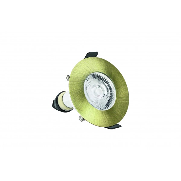 Integral LED ILDLFR70D045 Evofire 85 Fire Rated Downlight 70mm Cutout IP65 Antique Brass Round +GU10 Holder