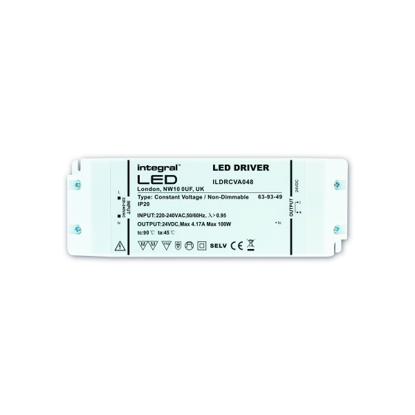 Integral LED ILDRCVA048 Constant Voltage Driver 100W 24VDC IP20 Non-Dimm 200-240V Input
