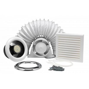 Xpelair ALL100 93290AW 100mm Axial Inline Extract Fan System with Light & SELV Transformer IPX4